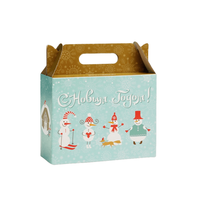 Коробка для конфет с новогодним дизайном, который привлекает внимание