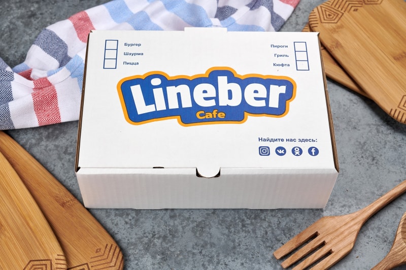 Самосборная коробка для доставки готовой еды