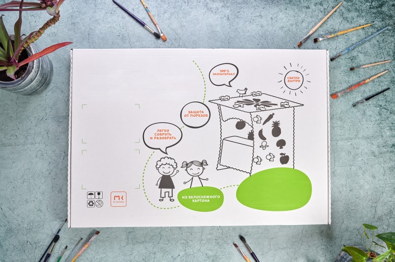 Упаковка из гофрокартона для домика-раскраски