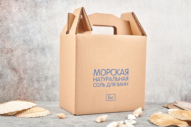 Картонная коробка для соли с усиленными ручками
