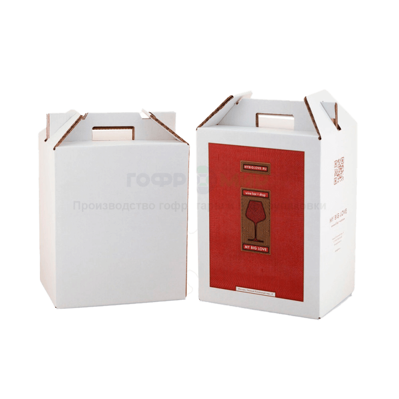 Коробка с ручкой для доставки алкоголя