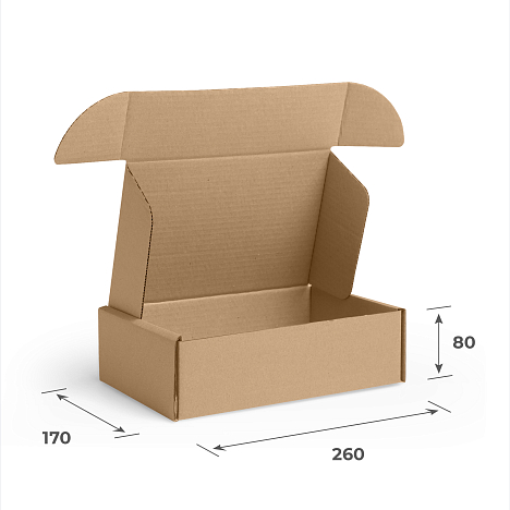 Картонная коробка 260х170х80 Т23 В Бурый 0427