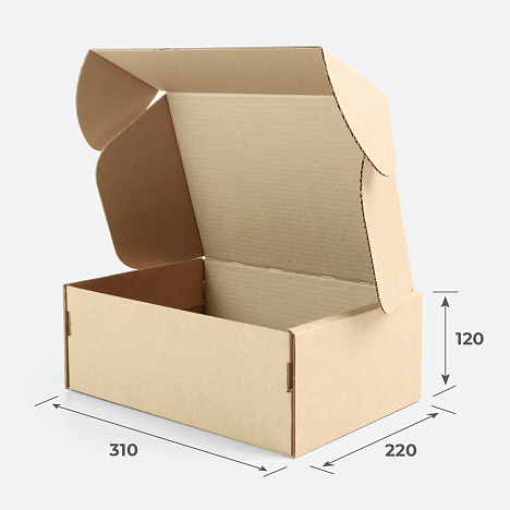 Картонная коробка 310х220х120 Т23 B Бурый 0427 (с усечёнными клапанами)