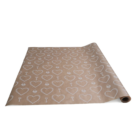 Бумага крафт 40г/м2, 70см х 10м, Ключик к сердцу, белый