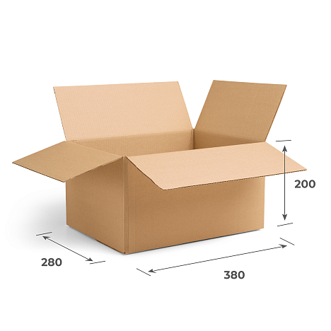 Картонная коробка 380х280х200 Т25 B Бурый 0201