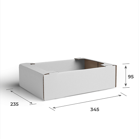 Картонный лоток 345х235х95 Т23 В Белый 0436