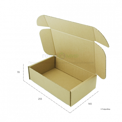 Картонная коробка 255х165х70 Т23 B Бурый 0427