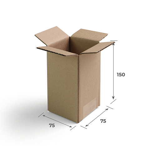 Картонный тубус 75х75х150 Т22 B Бурый 0201