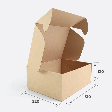 Картонная коробка 310х220х120 Т11 E Бурый 0427 (с усечёнными клапанами)
