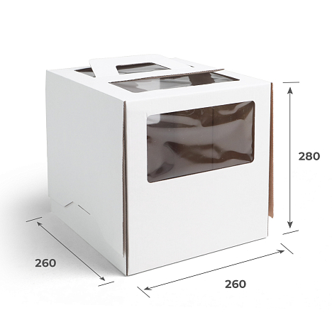Гофрокороб 260х260х280 для торта, с ручкой