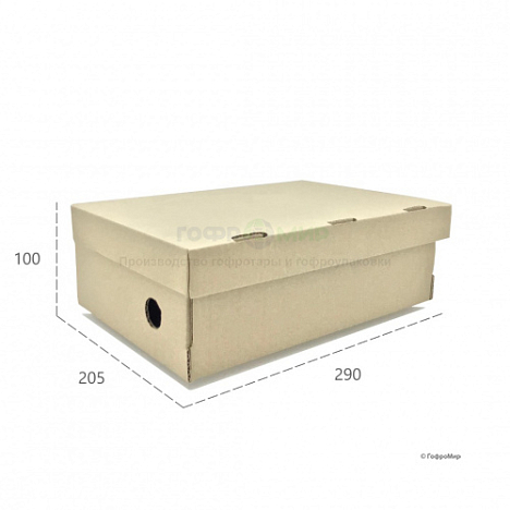 Картонная коробка обувная 290х205х100 Т23 B Бурый 0421