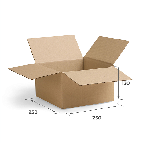 Картонная коробка 250х250х120 Т23 В Бурый 0201