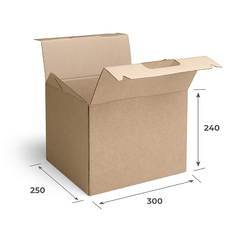 Картонная коробка с ручкой 300х250х240 Т24 B Бурый 0217