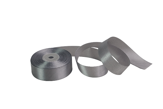 Лента атласная, 25мм, серая (27 м)