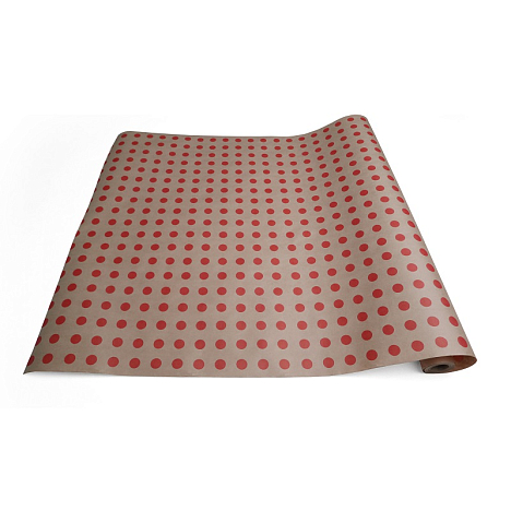 Бумага крафт 70г/м2, 70см х 10м, Горох, красный